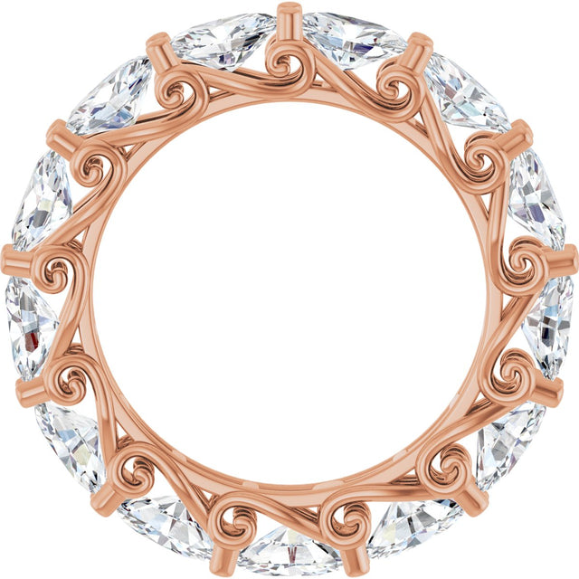 14K Gold Oval Lab-Grown Diamond Sculptural Eternity Band - 6x4mm Stones - Rose Gold - view 2