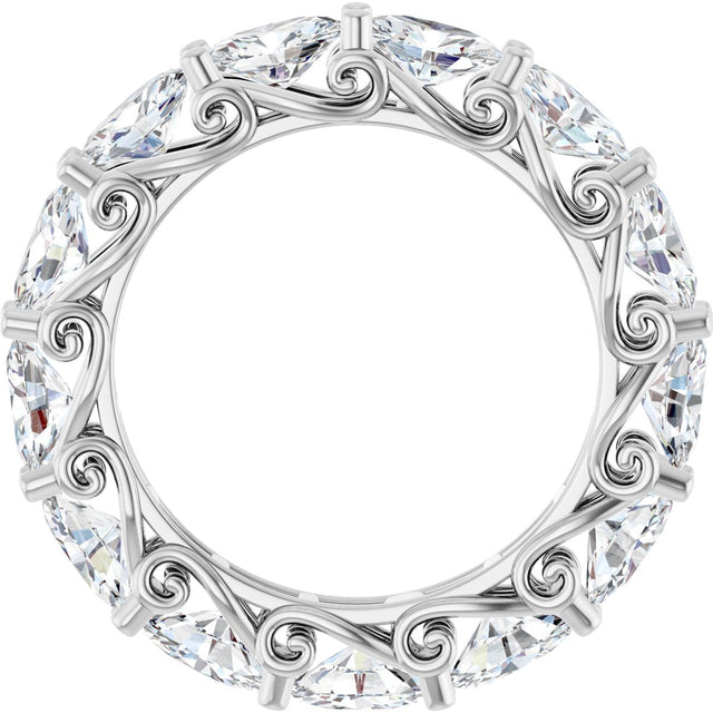 Platinum Oval Lab-Grown Diamond Sculptural Eternity Band - 6x4mm Stones - view 2