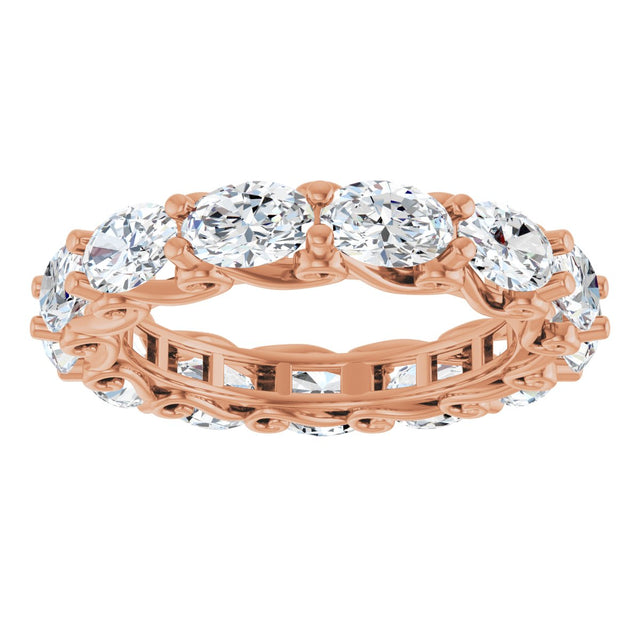 14K Gold Oval Lab-Grown Diamond Sculptural Eternity Band - 6x4mm Stones - Rose Gold - view 3