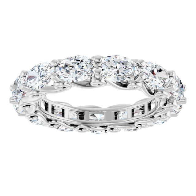 14K Gold Oval Lab-Grown Diamond Sculptural Eternity Band - 6x4mm Stones - White Gold - view 3