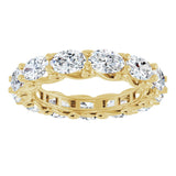 14K Gold Oval Lab-Grown Diamond Sculptural Eternity Band - 6x4mm Stones - Yellow Gold - view 3
