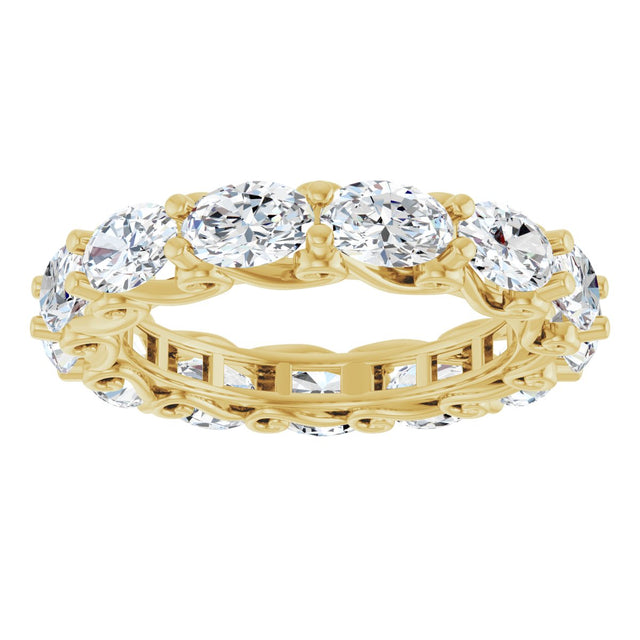 14K Gold Oval Lab-Grown Diamond Sculptural Eternity Band - 6x4mm Stones - Yellow Gold - view 3