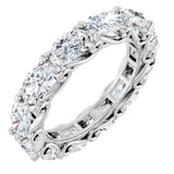 14K Gold Oval Natural Diamond Sculptural Eternity Band - 6x4mm Stones - White Gold