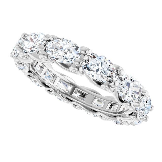 Platinum Oval Lab-Grown Diamond Sculptural Eternity Band - 6x4mm Stones - view 5