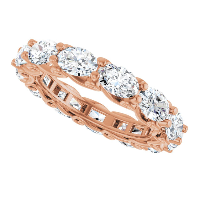 14K Gold Oval Lab-Grown Diamond Sculptural Eternity Band - 6x4mm Stones - Rose Gold - view 5