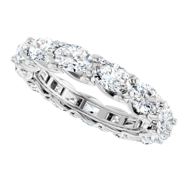 14K Gold Oval Lab-Grown Diamond Sculptural Eternity Band - 6x4mm Stones - White Gold - view 5