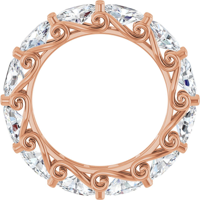 14K Gold Oval Lab-Grown Diamond Sculptural Eternity Band - 6x4mm Stones - Rose Gold - view 2