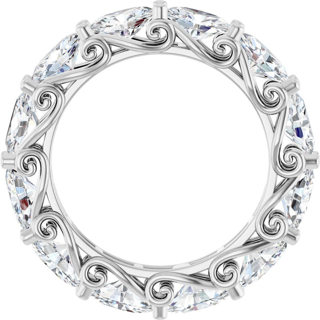 14K Gold Oval Lab-Grown Diamond Sculptural Eternity Band - 6x4mm Stones - White Gold - view 2