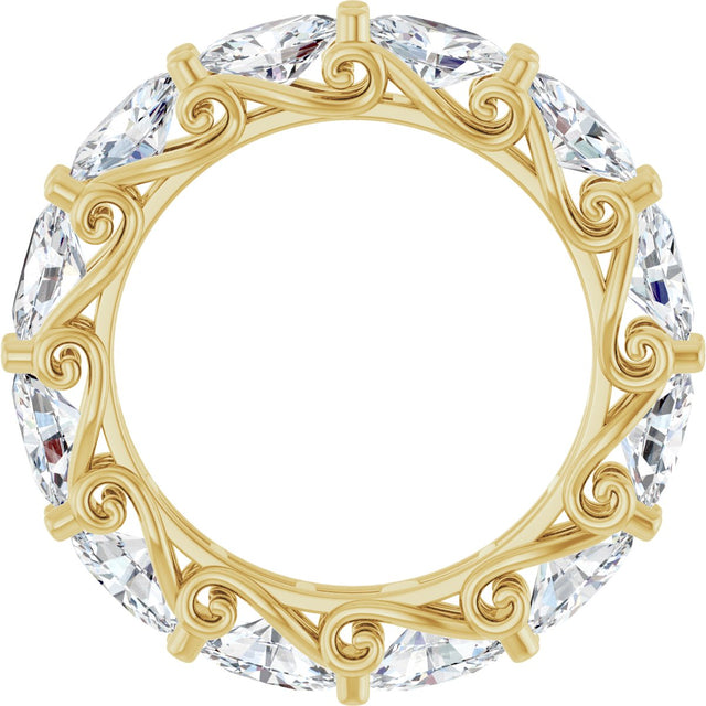 14K Gold Oval Lab-Grown Diamond Sculptural Eternity Band - 6x4mm Stones - Yellow Gold - view 2