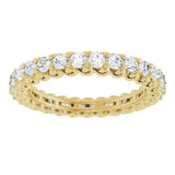 14K Gold Round Natural Diamond Sculptural Eternity Band - 2mm Stones - Yellow Gold - view 3