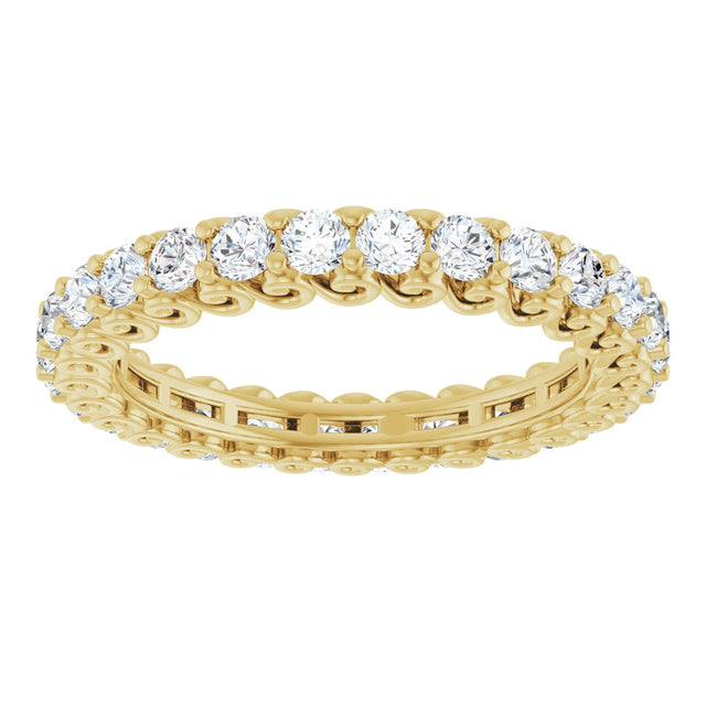 14K Gold Round Natural Diamond Sculptural Eternity Band - 2mm Stones - Yellow Gold - view 3
