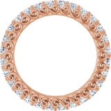 14K Gold Round Natural Diamond Sculptural Eternity Band - 2mm Stones - Rose Gold - view 2