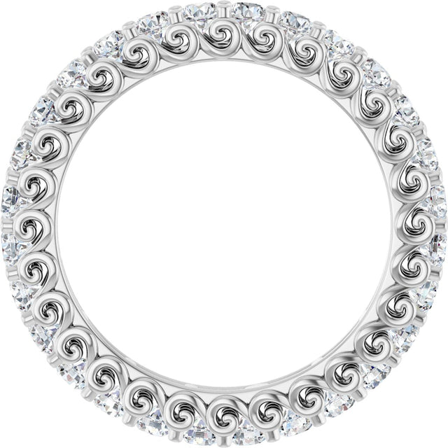 Platinum Round Natural Diamond Sculptural Eternity Band - 2mm Stones - view 2