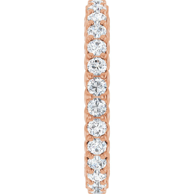 14K Gold Round Natural Diamond Sculptural Eternity Band - 2mm Stones - Rose Gold - view 4