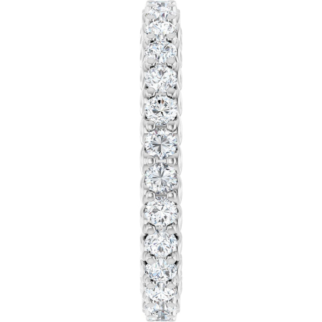 14K Gold Round Natural Diamond Sculptural Eternity Band - 2mm Stones - White Gold - view 4