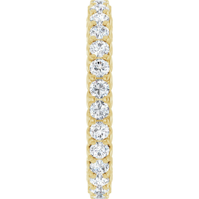 14K Gold Round Natural Diamond Sculptural Eternity Band - 2mm Stones - Yellow Gold - view 4
