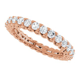 14K Gold Round Natural Diamond Sculptural Eternity Band - 2mm Stones - Rose Gold - view 5