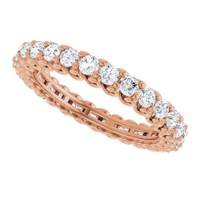 14K Gold Round Natural Diamond Sculptural Eternity Band - 2mm Stones - Rose Gold - view 5