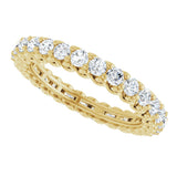 14K Gold Round Natural Diamond Sculptural Eternity Band - 2mm Stones - Yellow Gold - view 5