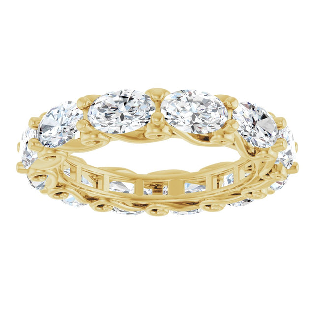 14K Gold Oval Lab-Grown Diamond Sculptural Eternity Band - 6x4mm Stones - Yellow Gold - view 3