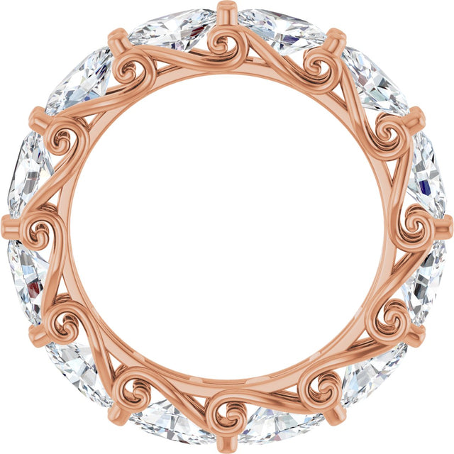 14K Gold Oval Lab-Grown Diamond Sculptural Eternity Band - 6x4mm Stones - Rose Gold - view 2