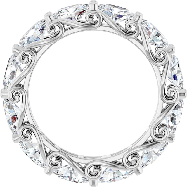 Platinum Oval Lab-Grown Diamond Sculptural Eternity Band - 6x4mm Stones - view 2
