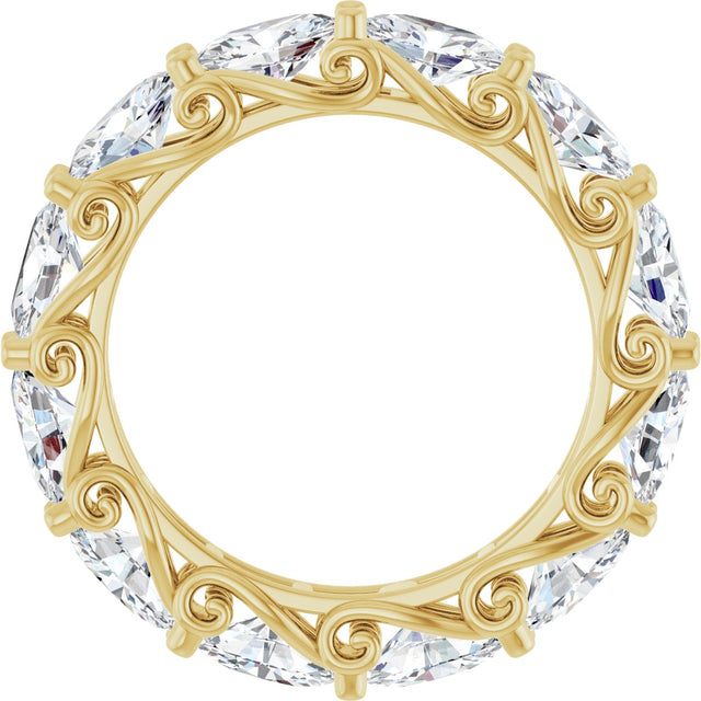 14K Gold Oval Lab-Grown Diamond Sculptural Eternity Band - 6x4mm Stones - Yellow Gold - view 2