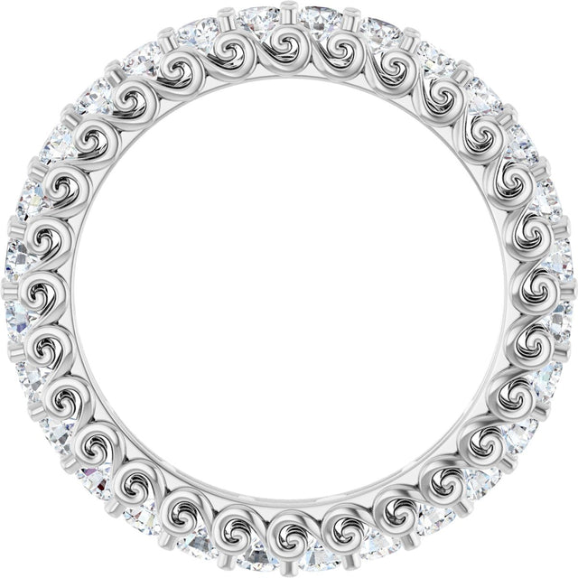 Platinum Round Natural Diamond Sculptural Eternity Band - 2mm Stones - view 2