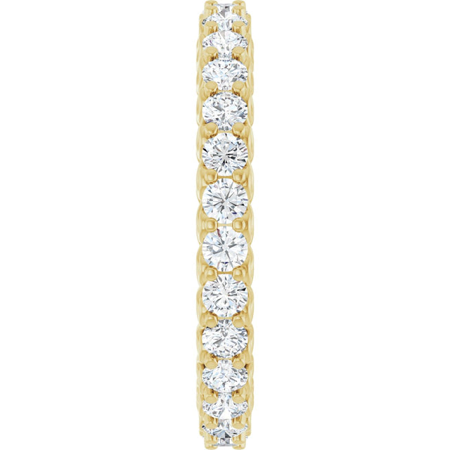 14K Gold Round Natural Diamond Sculptural Eternity Band - 2mm Stones - Yellow Gold - view 4