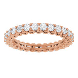 14K Gold Round Natural Diamond Sculptural Eternity Band - 2mm Stones - Rose Gold - view 3
