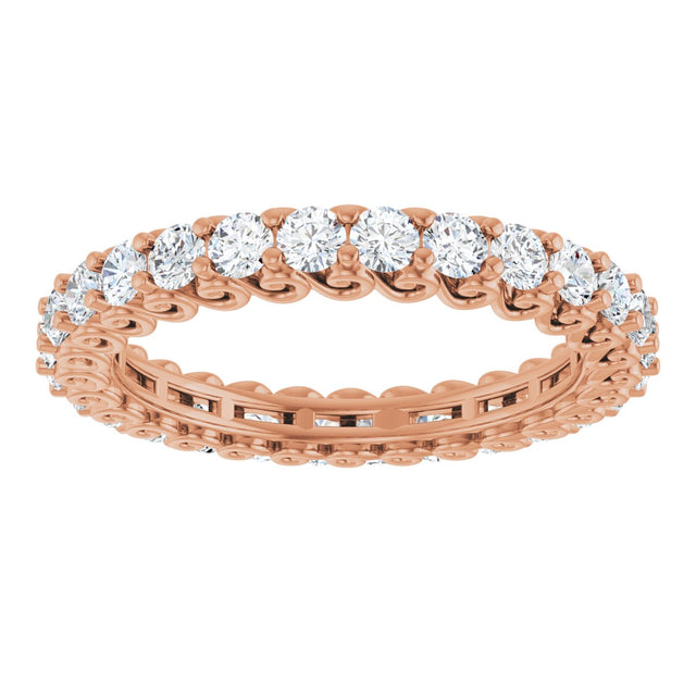 14K Gold Round Lab-Grown Diamond Sculptural Eternity Band - 2mm Stones - Rose Gold - view 3