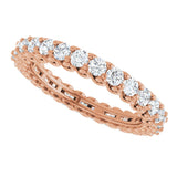 14K Gold Round Natural Diamond Sculptural Eternity Band - 2mm Stones - Rose Gold - view 5