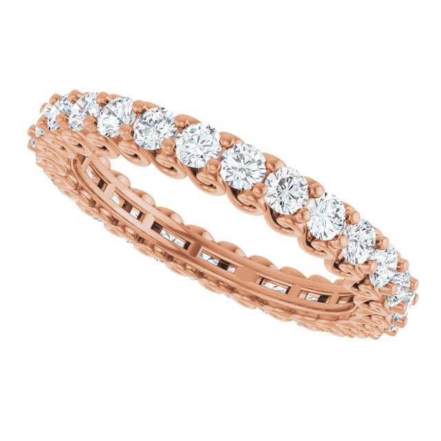 14K Gold Round Natural Diamond Sculptural Eternity Band - 2mm Stones - Rose Gold - view 5