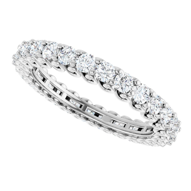 14K Gold Round Lab-Grown Diamond Sculptural Eternity Band - 2mm Stones - White Gold - view 5