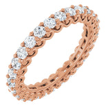 14K Gold Round Natural Diamond Sculptural Eternity Band - 2mm Stones - Rose Gold