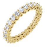 14K Gold Round Natural Diamond Sculptural Eternity Band - 2mm Stones - Yellow Gold