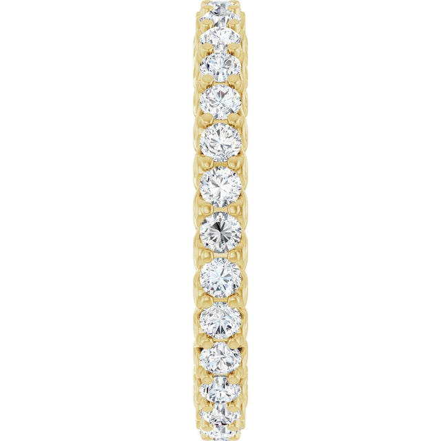 14K Gold Round Natural Diamond Sculptural Eternity Band - 2mm Stones - Yellow Gold - view 4