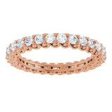 14K Gold Round Natural Diamond Sculptural Eternity Band - 2mm Stones - Rose Gold - view 3