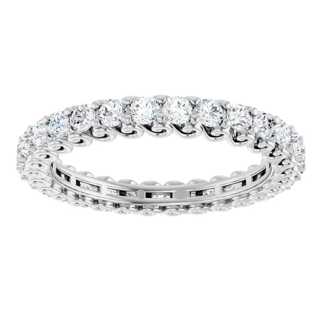 Platinum Round Natural Diamond Sculptural Eternity Band - 2mm Stones - view 3