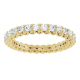 14K Gold Round Natural Diamond Sculptural Eternity Band - 2mm Stones - Yellow Gold - view 3