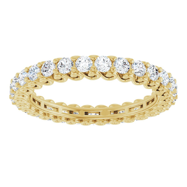 14K Gold Round Lab-Grown Diamond Sculptural Eternity Band - 2mm Stones - Yellow Gold - view 3