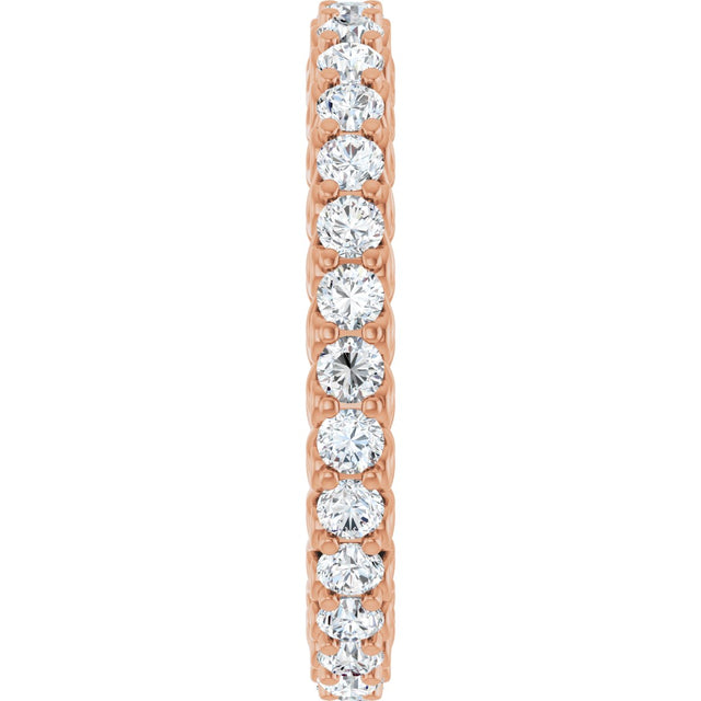 14K Gold Round Natural Diamond Sculptural Eternity Band - 2mm Stones - Rose Gold - view 4