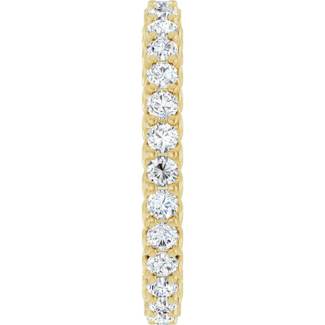 14K Gold Round Natural Diamond Sculptural Eternity Band - 2mm Stones - Yellow Gold - view 4
