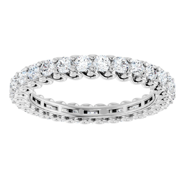 Platinum Round Natural Diamond Sculptural Eternity Band - 2mm Stones - view 3