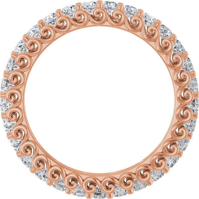 14K Gold Round Lab-Grown Diamond Sculptural Eternity Band - 2mm Stones - Rose Gold - view 2
