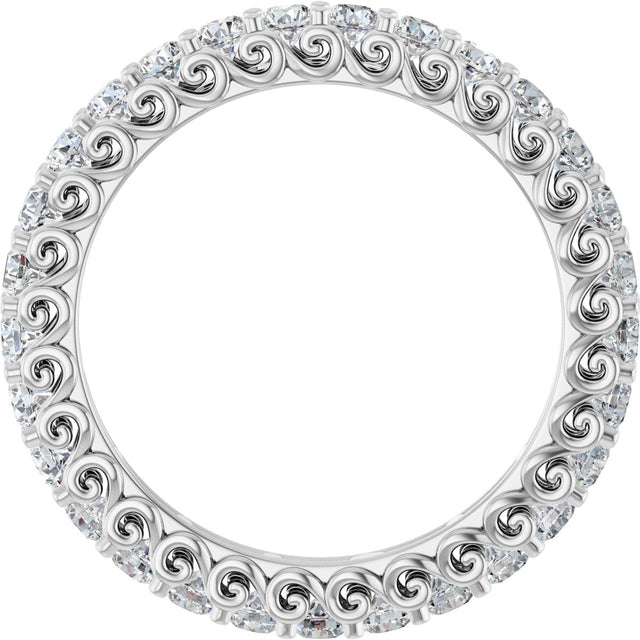 Platinum Round Lab-Grown Diamond Sculptural Eternity Band - 2mm Stones - view 2