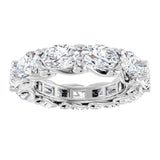 14K Gold Oval Natural Diamond Sculptural Eternity Band - 6x4mm Stones - White Gold - view 3