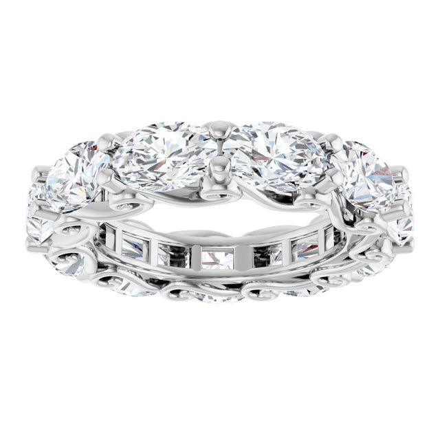 Platinum Oval Natural Diamond Sculptural Eternity Band - 6x4mm Stones - view 3
