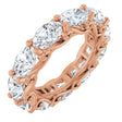 14K Gold Oval Natural Diamond Sculptural Eternity Band - 6x4mm Stones - Rose Gold