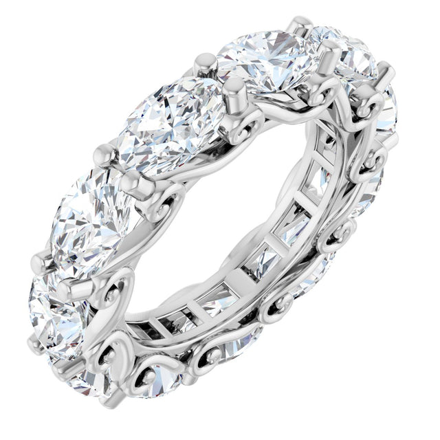 Platinum Oval Natural Diamond Sculptural Eternity Band - 6x4mm Stones